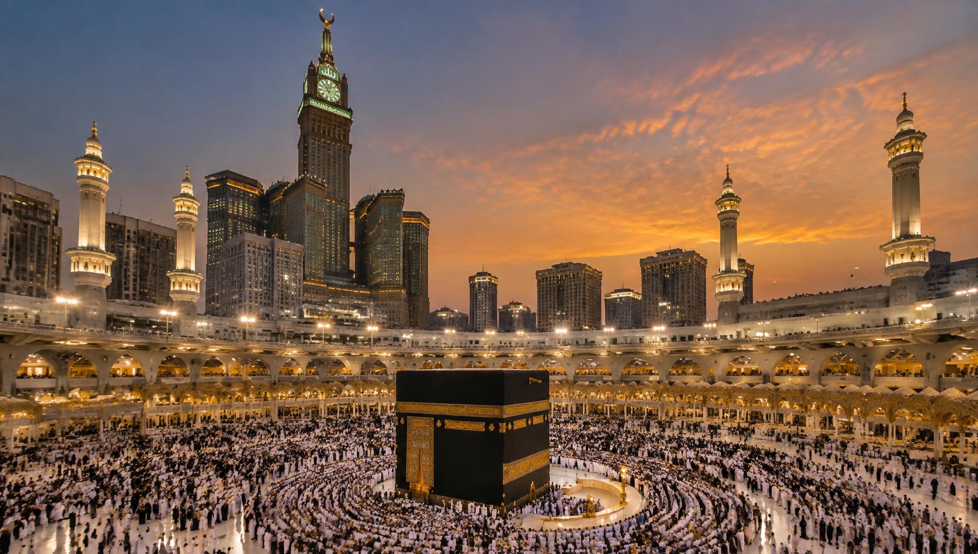 Masjid al-Haram in Makkah at dusk